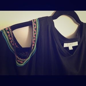 XL cold shoulder black T-shirt from Loft